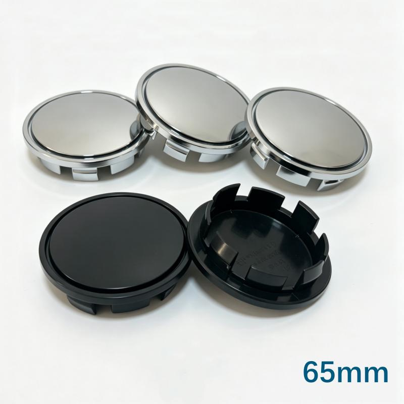 4 pezzi 68mm 65mm 60nmm 56mm 50mm 49mm 48mm Nero Cromo Argento Base Vuota Coprimozzo per Modifica Auto Universale Senza Logo Coprimozzo