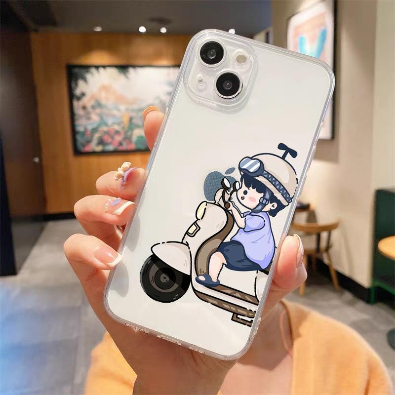 Süßes Cartoon-Paar Elektroauto Luxuriöse Transparente Handyhülle Für iPhone 15 16 14 13 12 11 Pro Max XS X XR SE 7 8 Plus Hülle