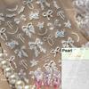 Shiny Polarized White Ribbon Bowknot Stars Tassel 3D Self Adhesive Nail Art Stickers Lovely Bow 5D Embossed Manicure Decals