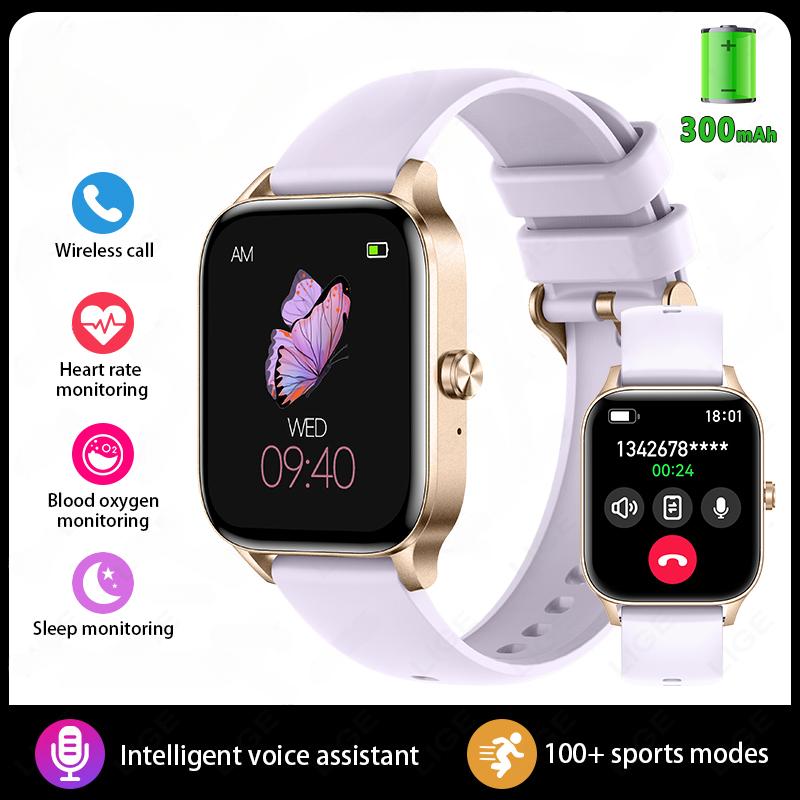 

2025 Новые модные смарт-часы для женщин 1,85” HD экран Настраиваемый циферблат часов Монитор женского здоровья Часы Bluetooth звонки Спортивные смарт-часы Purple silicone