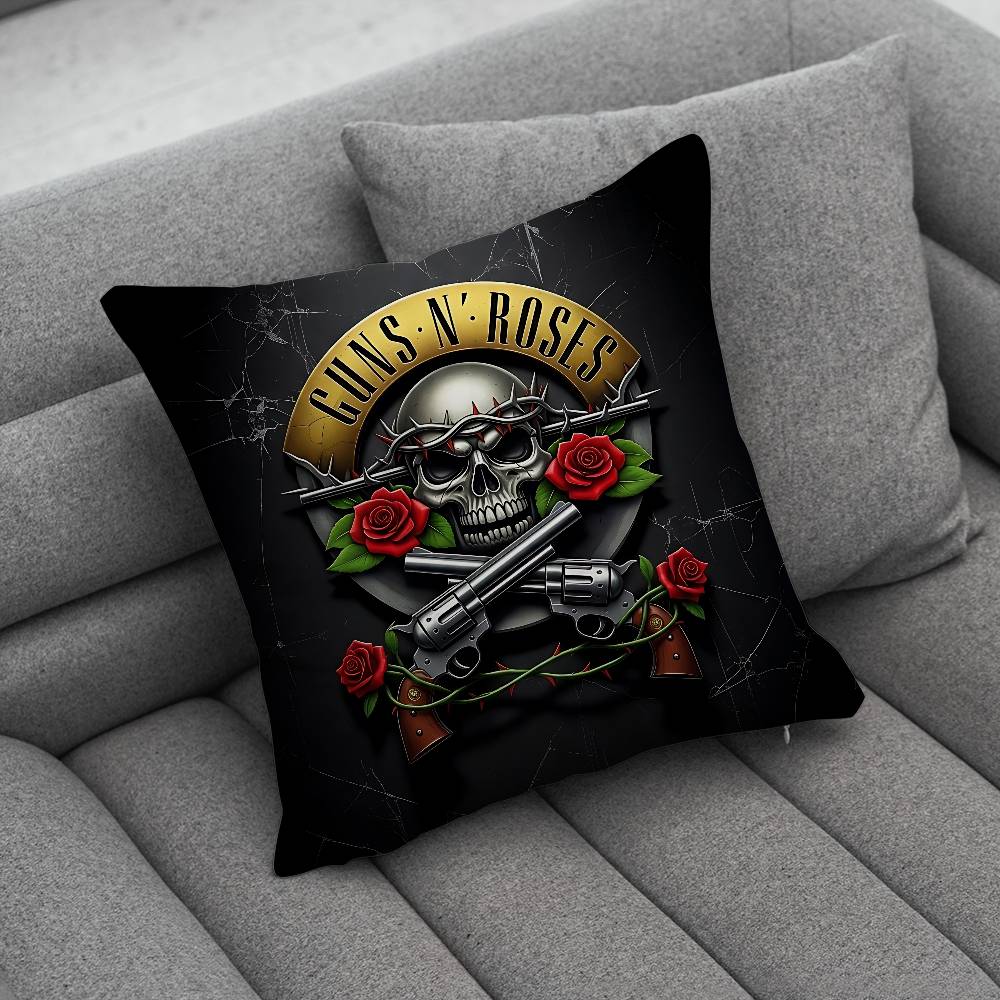 Band GGuns N Roses Print Pattern Sofa Cushion Cover Pillowcase Home Party Car Bedding