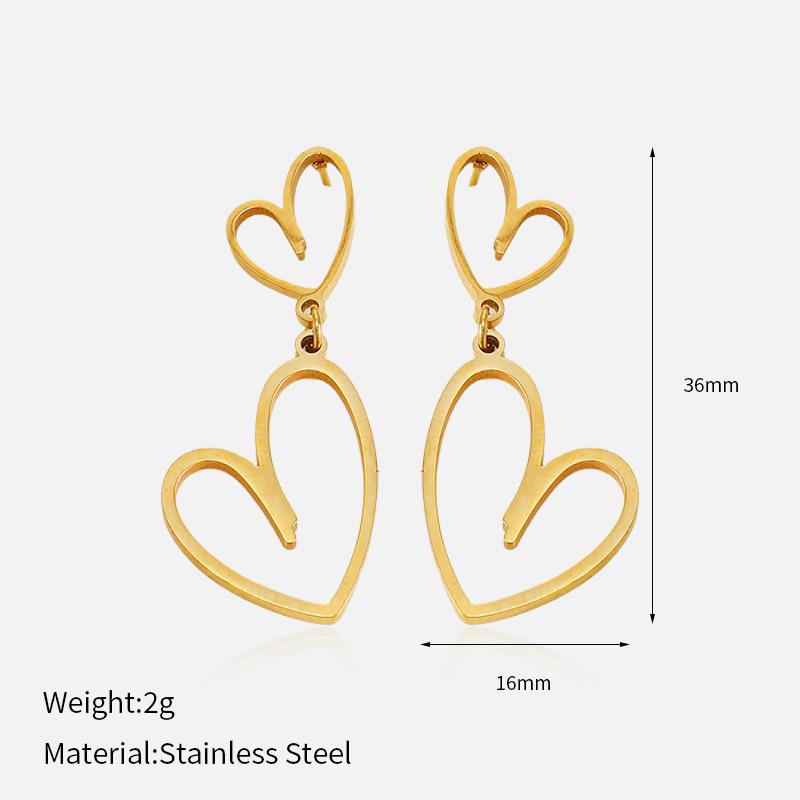 European and American ins hollow stainless steel earrings 18K gold love earrings do not fade earrings light luxury high-end earrings