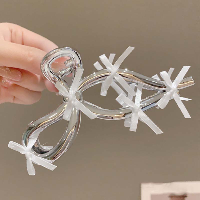 

Fashion Metal Ribbon Bow Hair Claws For Women New Large Ponytail Clip Shark Grab Clip Barrettes Hair Accessories