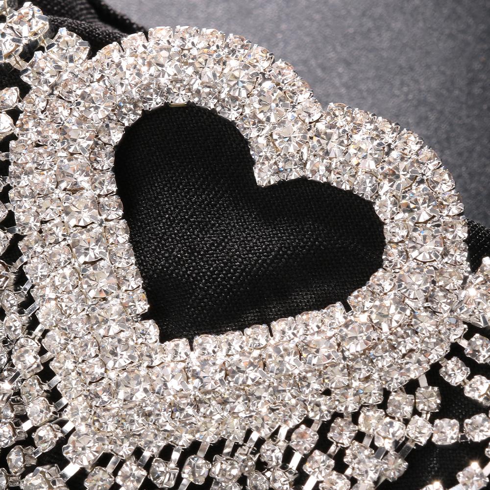 Chiloți cu strasuri Chiloți inimă ciucuri G-String Bikini Crystal Body Lanț Lenjerie de corp reglabil Lenjerie sexy pentru femei