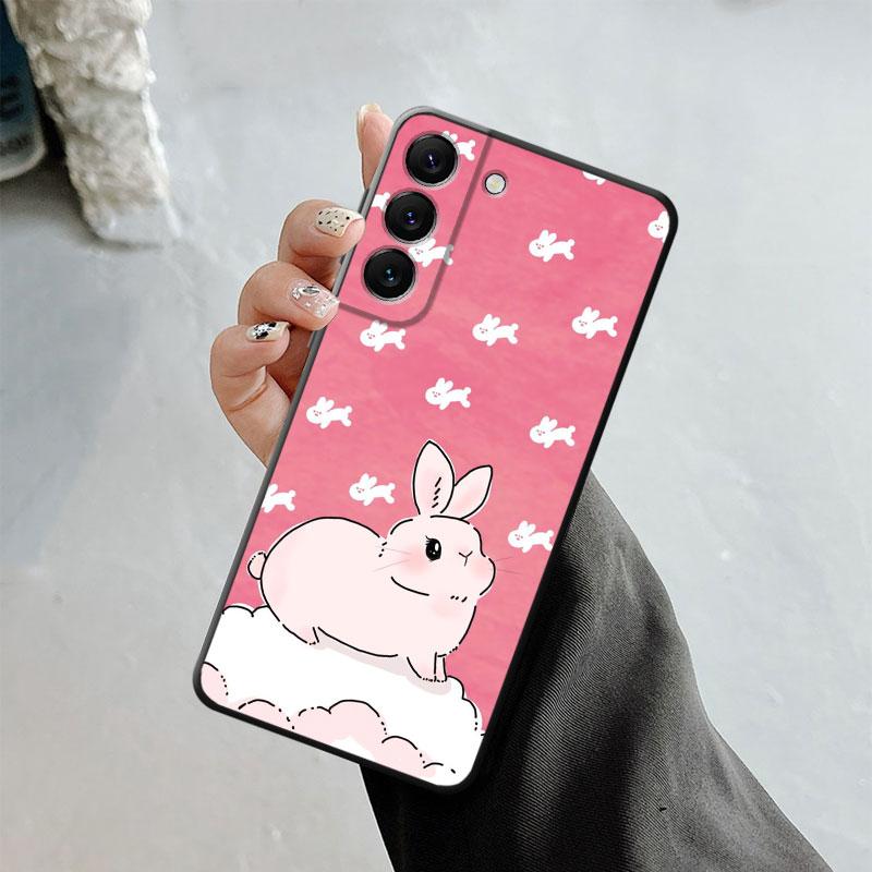 Flower Love Pink Cute Rabbit Phone Case For Samsung Galaxy S22 S21 S20 Fe Ultra S10 S9 S8 Plus S10e Note 20ultra 10plus Shell