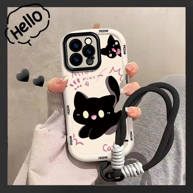 For Apple 17 Mobile Phone Case Lanyard 16plus Female Model for IPhone13 Cartoon 14 Puff Shell 15 Lines 12