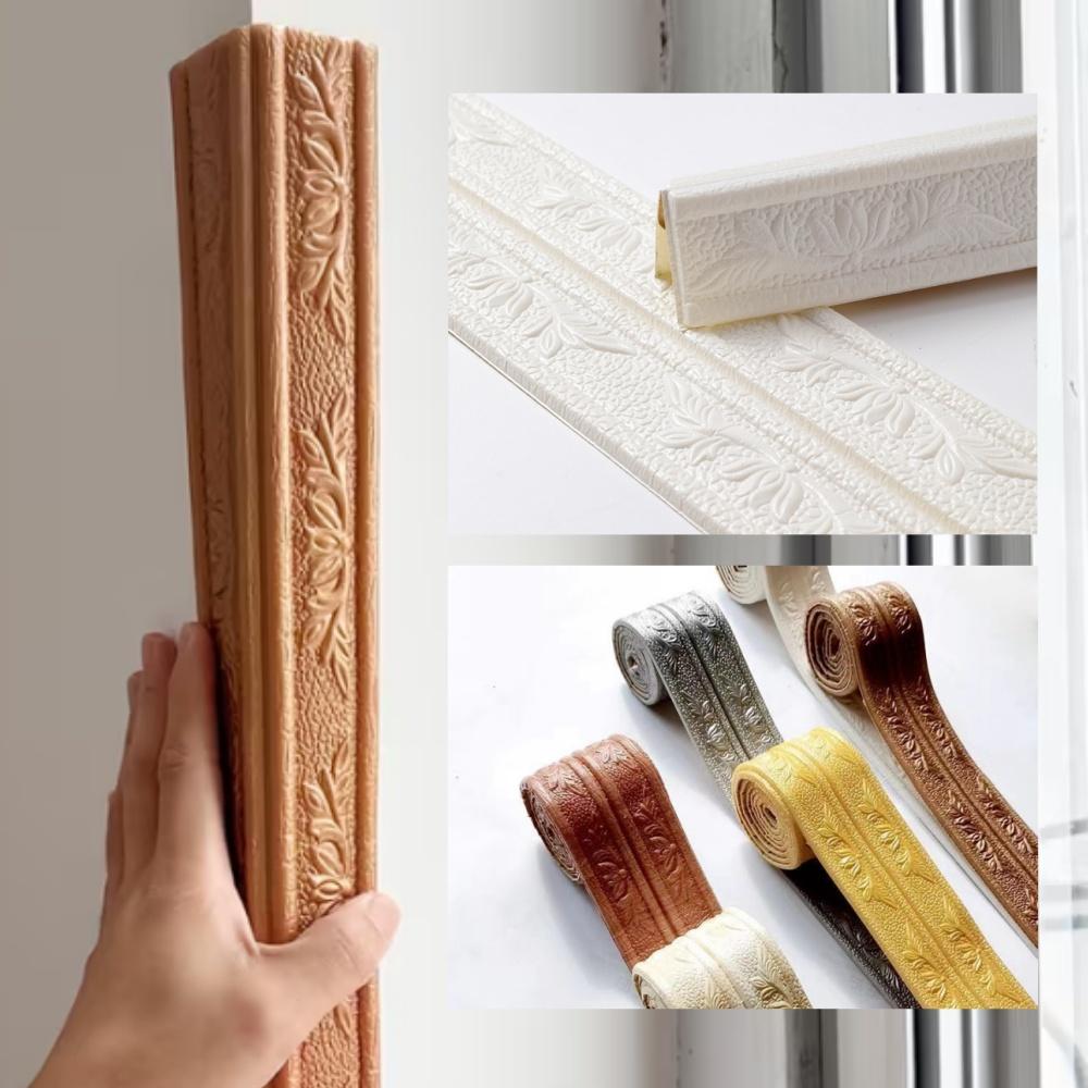 1PC 2.3m/90.55inch Wall Trim Line Skirting Border Self Adhesive Waterproof Baseboard Wallpaper Hallway Ceiling Decor Anti-collis