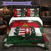 Hungary Football Pattern 3 Pieces Bedding Set Soft Microfiber Duvet Cover with Pillow Cases for Bedroom