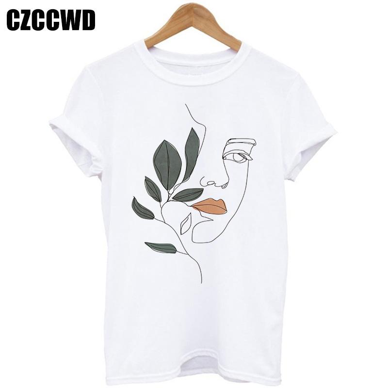 Flowers Face Abstract Simple Women Tshirt High Elasticity Casual Funny T Shirt Gift For Lady Yong Girl Top Tee Drop Ship Tshirt