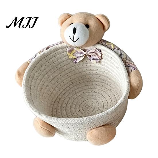 Weicher Stoff-Aufbewahrungsbehälter Schreibtischkorb, Cartoon Plüschbär und Kaninchen Seil Mini für Lippenstiftform, Gewebter Organizer Kleinteile Schmuck