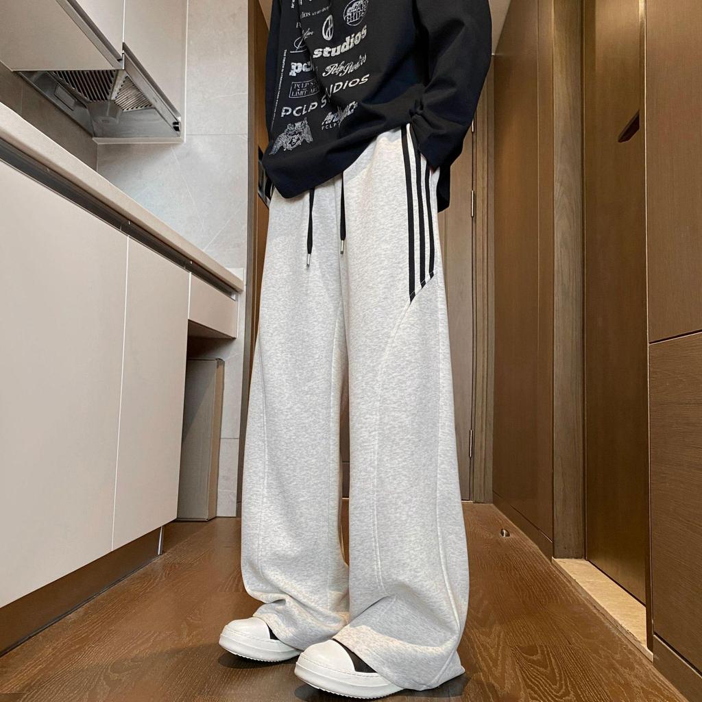 Men's Autumn/Winter Three-Stripe Loose Sweatpants – Trendy, Retro, Heavyweight Casual Pants