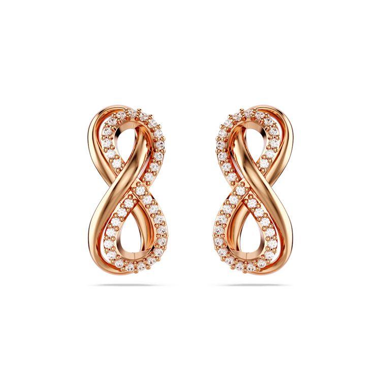 

Swarovski Hyperbola Wireless Symbol Hollow Design Zirconia Rose Gold Tone Earrings Women earrings 5684085 Box (Random Color)