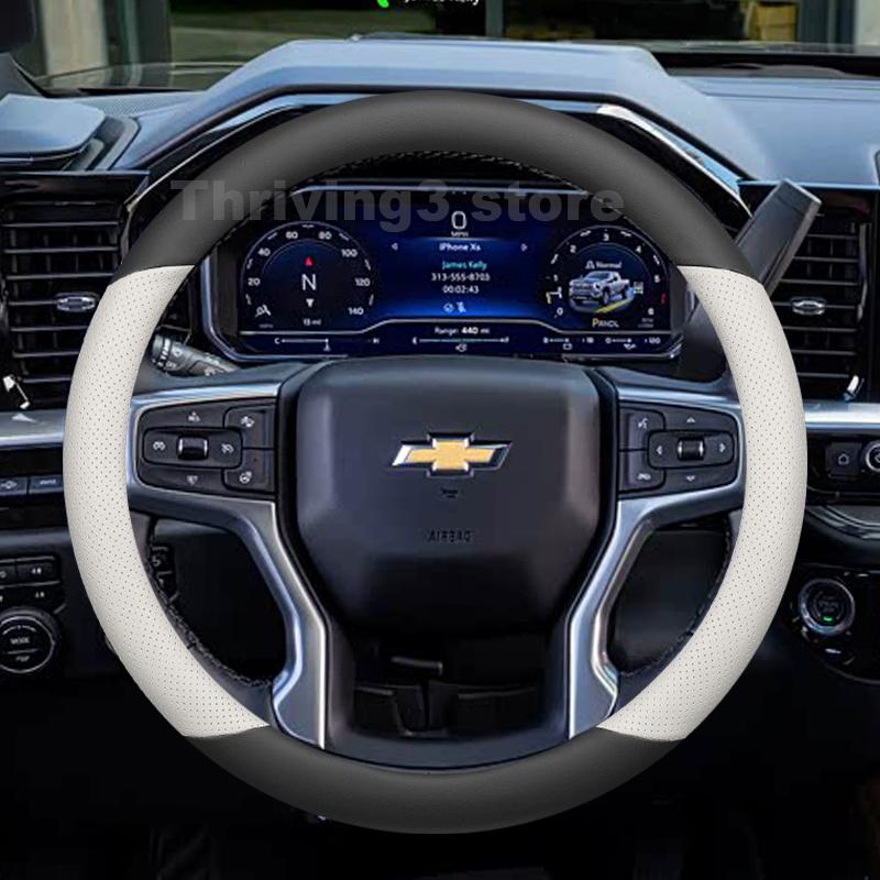 Leather Car Steering Wheel Cover For Chevrolet Silverado 2500HD ZRZ 3500HD LTZ 2012- 2024 Auto Steering Wheel Accessories