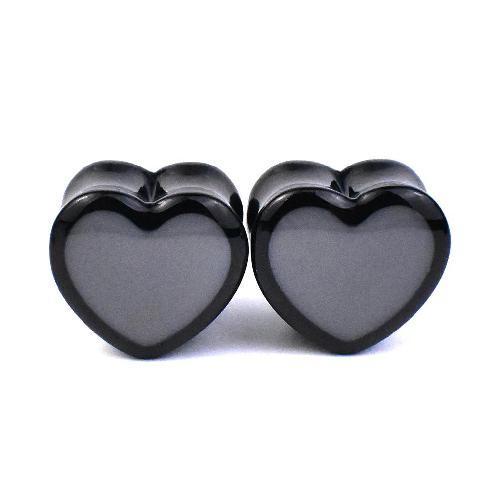6-50mm Solid Color Ear Tunnels Gauges and Plug Heart-shaped Ear Expander Studs Stretching Body Piercing Jewelry
