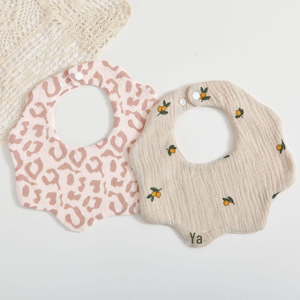 Korean 6-Layer Cotton Gauze Petal Bib: 360° Anti-Spit-Up Newborn Drool Towel.