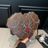 Love Heart Shape Crossbody Bag For Women Punk Style Luxury Diamond Spider Studded Handbag Small Pu Leather Shoulder Bag