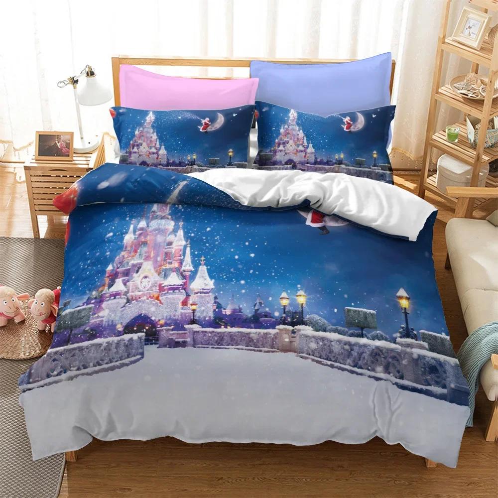 Vrolijk Kerstfeest 3D Geprint Dekbedovertrek Kussensloop Beddengoed Set Twin Full King voor Kinderen Volwassenen Slaapkamer