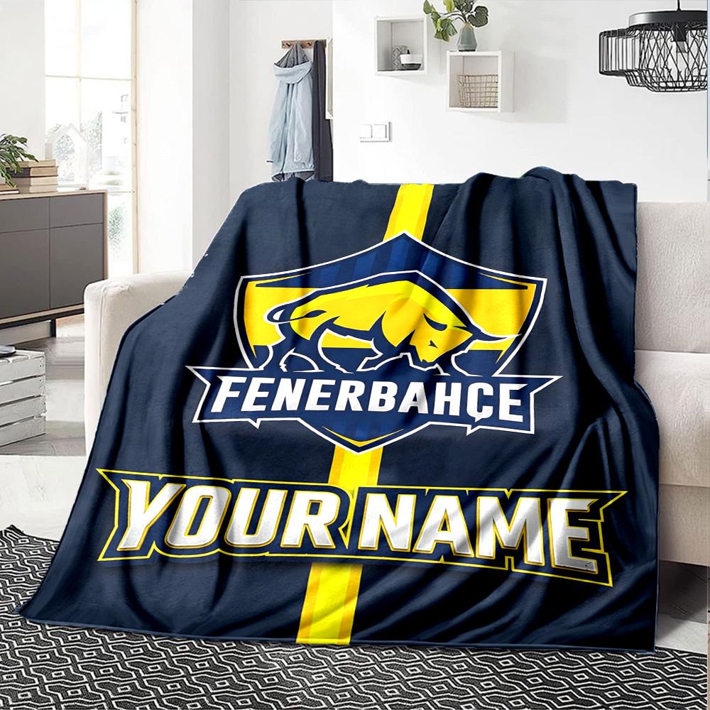 1pc Fenerbahçe Spor Kulübü Blanket with Custom Name, Gift, for Men and Women, Soft Blanket, Good for Sofa Bed Couch Travel, Lightweight Flannel Blanke
