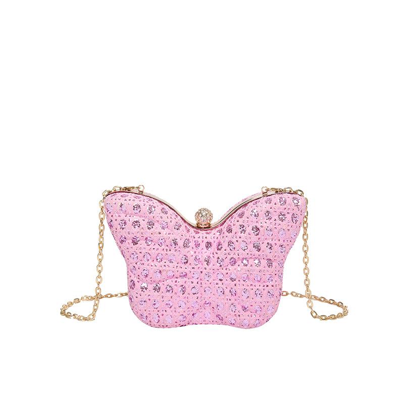 Small Handbag with Butterfly Clasp, Small Square Bag with Chain Strap for Cross-body Carrying, Red Envelope