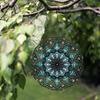 Türkis Schwarz 10 Zoll Mandala Blume Metall Windspiel für Garten Balkon Terrasse Hof Dekor Alle Jahreszeiten Outdoor Geschenk mit 360 Aufhängehaken