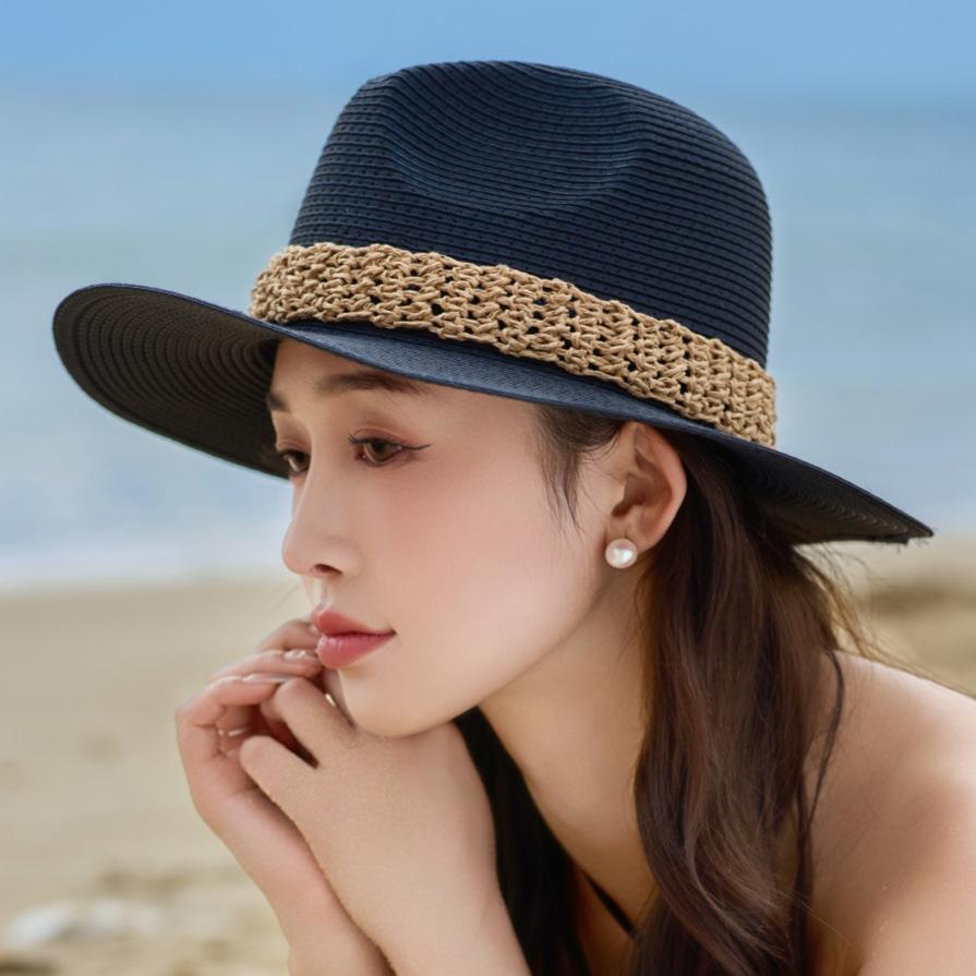 Lafite Seaside Beach Hat Sunshade Big Brim Straw Hat Women Breathable Travel Summer Sun Protection Hat Women