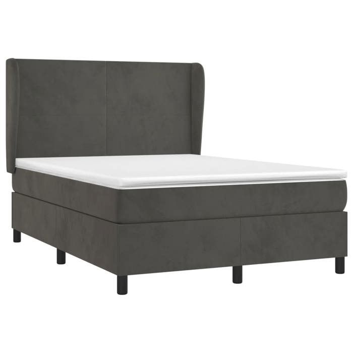 3129094 vidaXL Divan Bed and Mattress Dark Grey 140x200cm Velvet