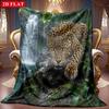 1pc 2D Rainforest Waterfall Leopard Theme Pattern Flannel Blanket, Soft HD Digital Print Cooling Blanket All-Season Use! Soft And Breathable 100% Poly