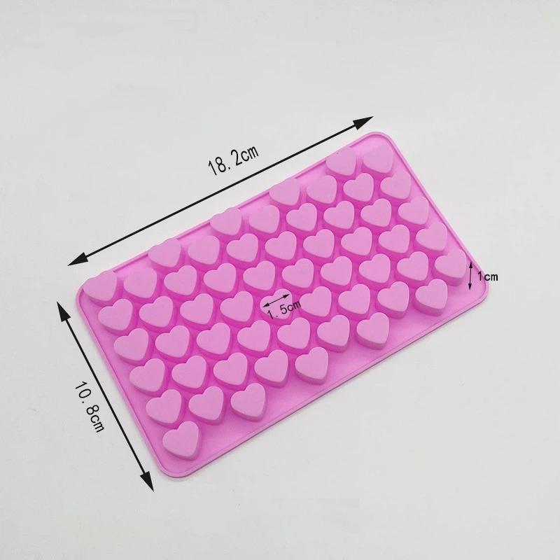 Heart Shaped Silicone Soap Mold 55 Grids Food Grade Non-stick Tray for Chocolate Cookie Cake Baking DIY