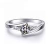 Cute Female Small Round Zircon Stone Ring Vintage Silver Color Wedding  Promise Crystal Engagement Rings For Women