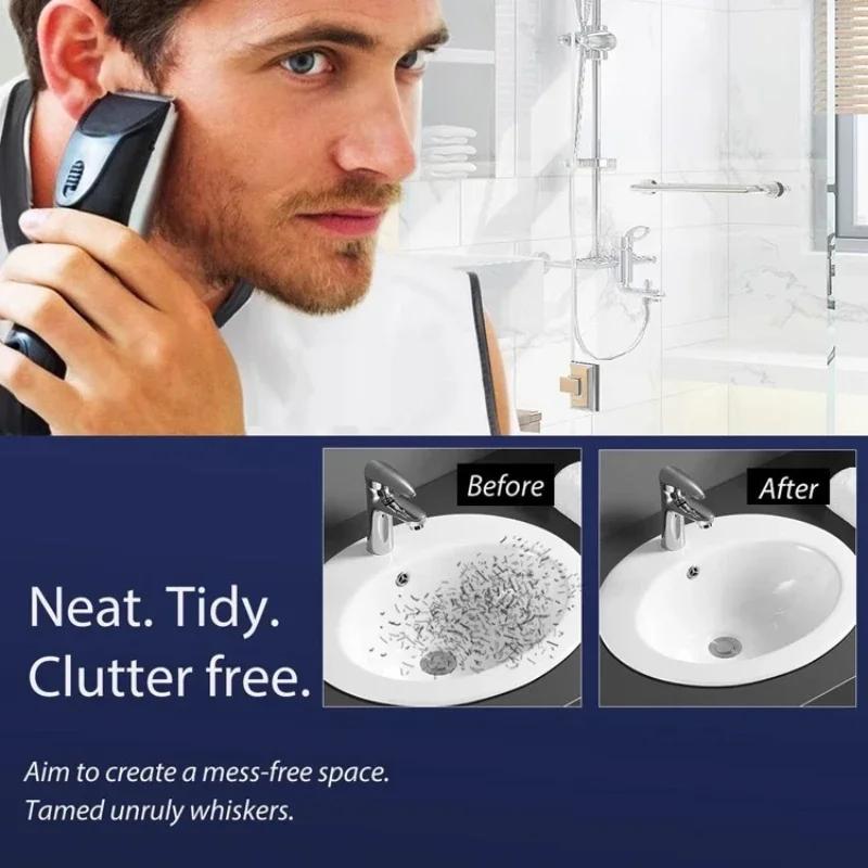 Man Shave Beard Apron Black Hair Shave Apron Ib Trimmer Holder Beard Catcher Waterproof Household Household Cleaning Tools
