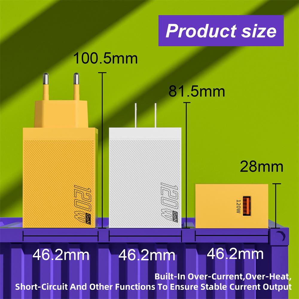 120W USB GaN Charger Fast Charging EU/US Quick Charge Mobile Phone Wall Adapter Cable for Redmi Note 13 Pro Plus Xiaomi 15 Poco