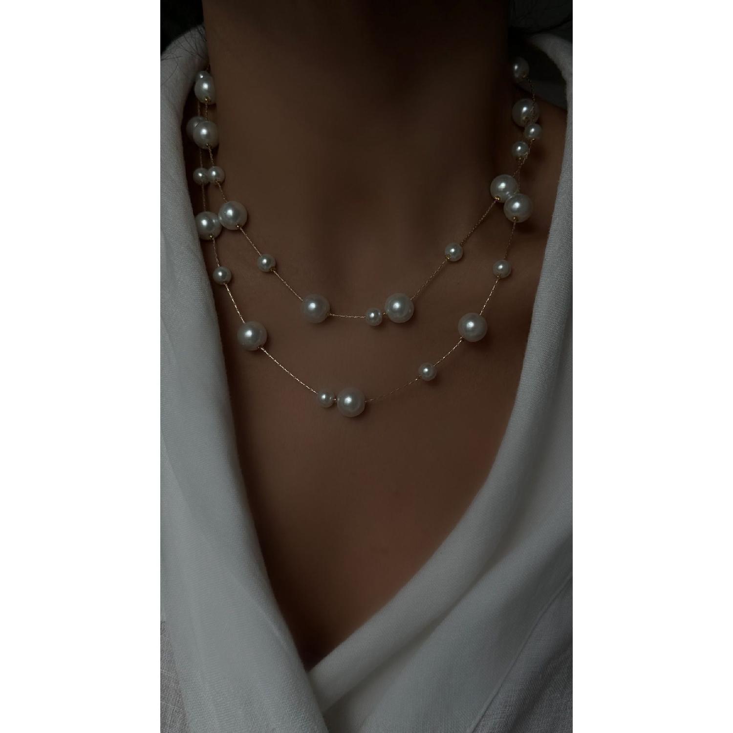 

Gold Double Chain Ball Pearl Necklace золотий