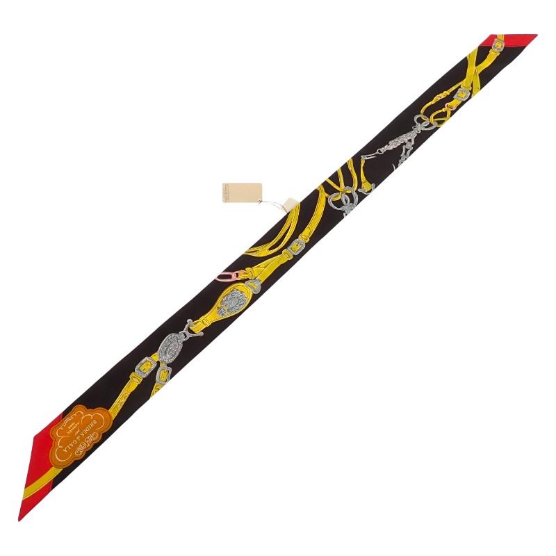 HERMES  063940S 12  Scarf Black/yellow Silk Women