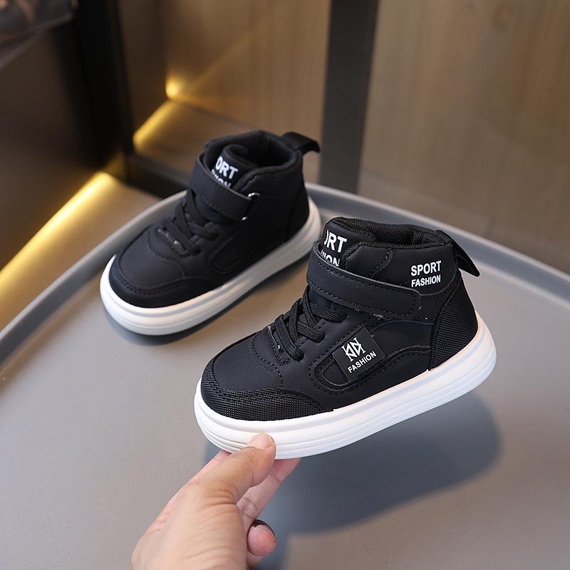 Toddler Boys High Top Sneakers Kids Velcro Casual Board Shoes Non Slip Lightweight Children Sport Walking Footwear