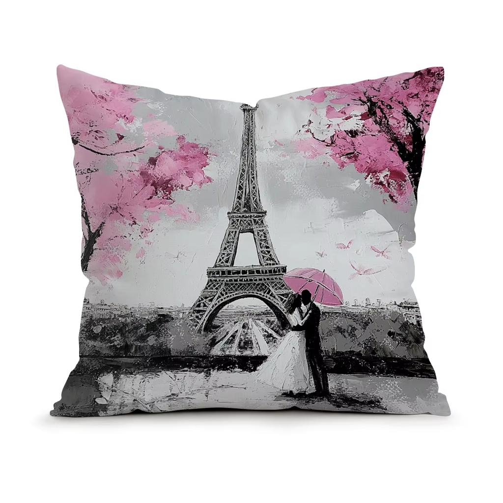 Romantic Valentines Day Pillowcase Printed Polyester Throw Pillow Cover for Decorative Sofa Cushion and Home Decor