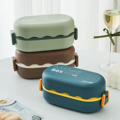 850Ml Portable Double-Layer Lunch Box Microwavable Bento Box With Tableware Sealed Leak-Proof Food Storage Container