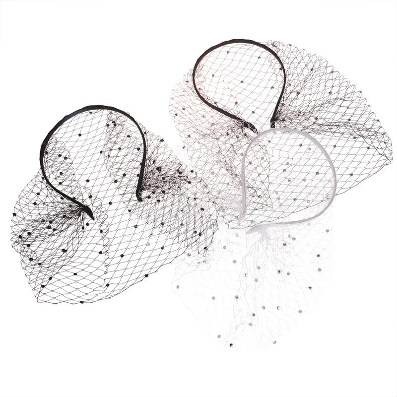 Fashion Tulle Cage Veil With Pearls Wedding Party Dress Veil Headbands Hair Jewelry Party Stage Headgear Headdress
