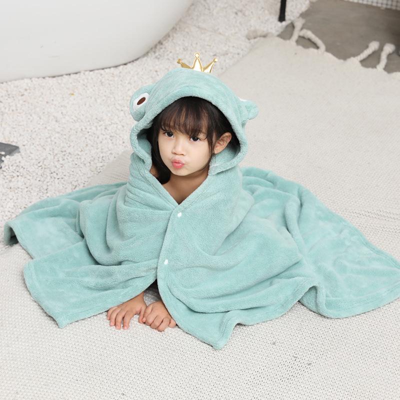 Children's Hooded Coral Fleece Bathrobe - Absorbent Baby Towel Wrap for Bath & Swim