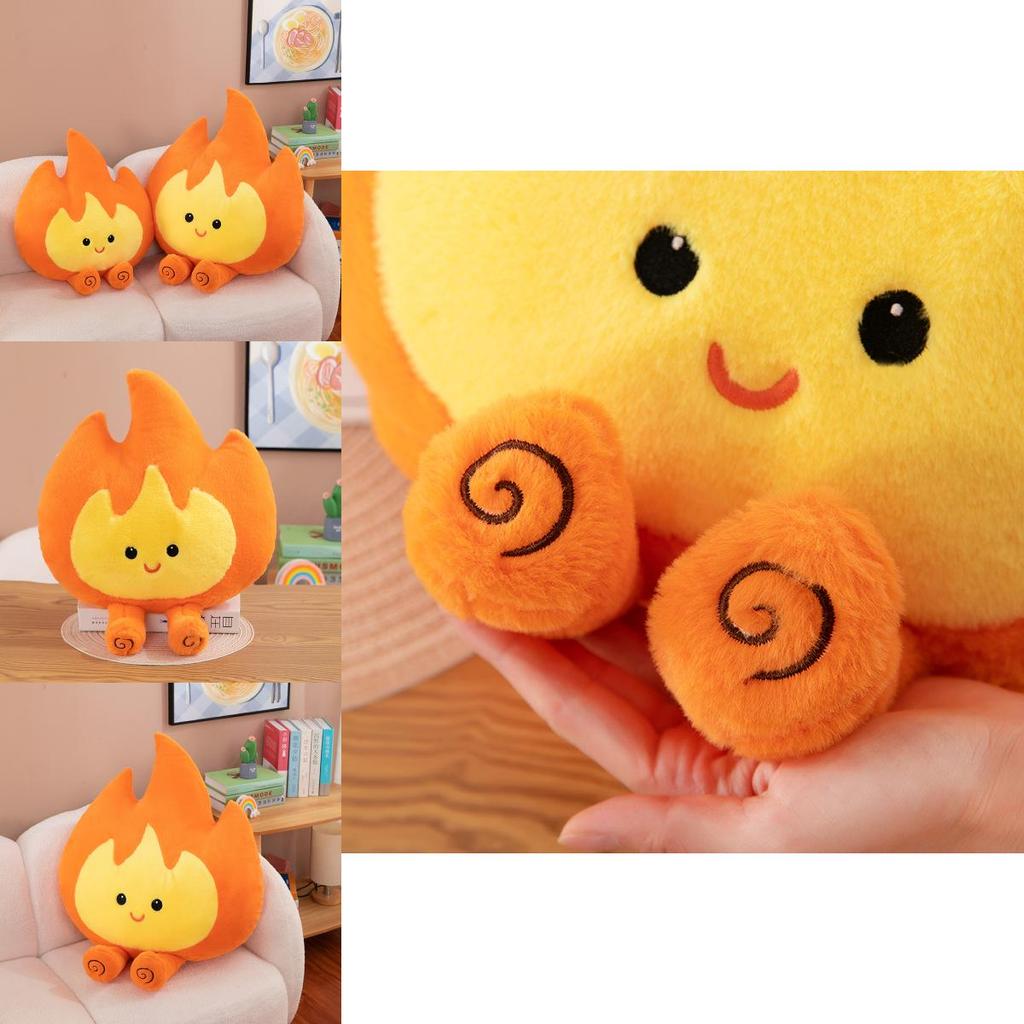 Cute Cartoon Flame Plush Toy Pillow Adorable Fire Element Stuffed Cushion Gift For Her