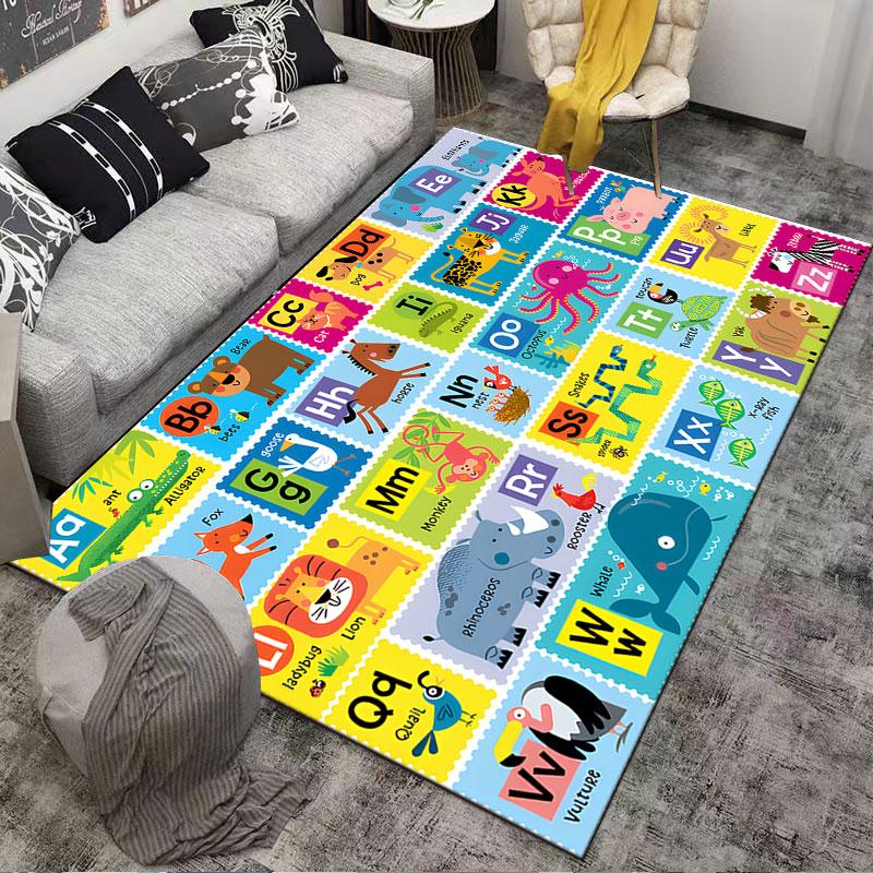 Animal Alphabet Kids Carpet suitable as a non-slip mat for the living room or bedroom sofa
