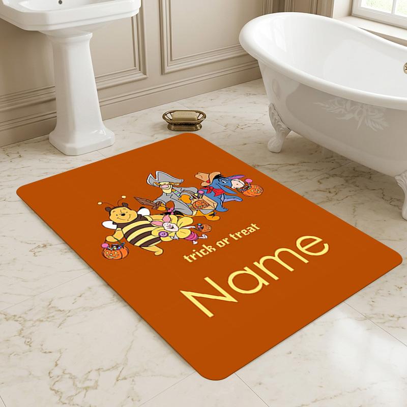 Personalized Name Winnie Pooh Living Room Non-Slip Area Rug Soft Carpet for Bedroom Kids Playroom Sofa Office Home Decor Doormat