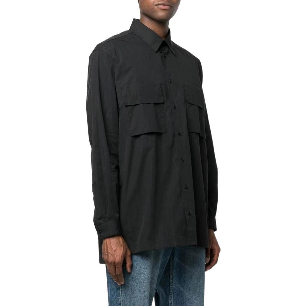 Nike Solid Color Button-Down Collar Woven Long Sleeve Shirt With Chest Pocket Detail Men shirts Black DN4096-010