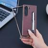 For Samsung Galaxy Z Fold 7 6 5 4 3 Electroplated Touch Stand Leather Anti-Fingerprint Anti-Drop Anti-Folding Phone Case