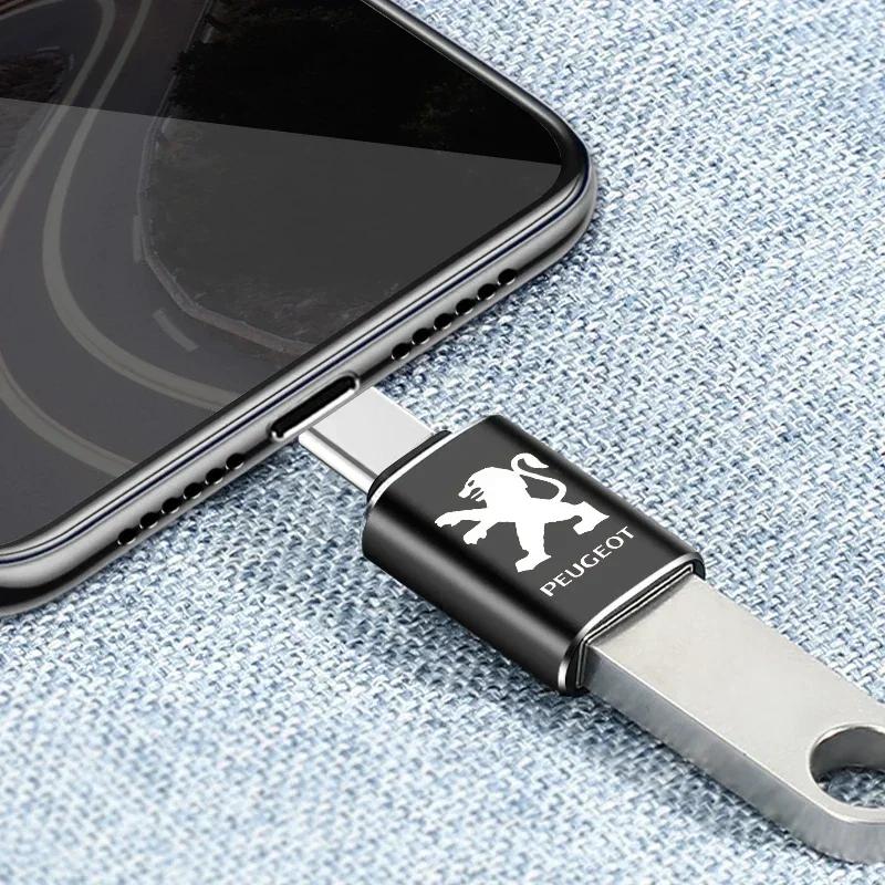 Car Sticker Car Usb Type C Cable Converter Charging Adapter Car Accessories For Peugeot 308 307 206 208 207 3008 508 407 2008 50