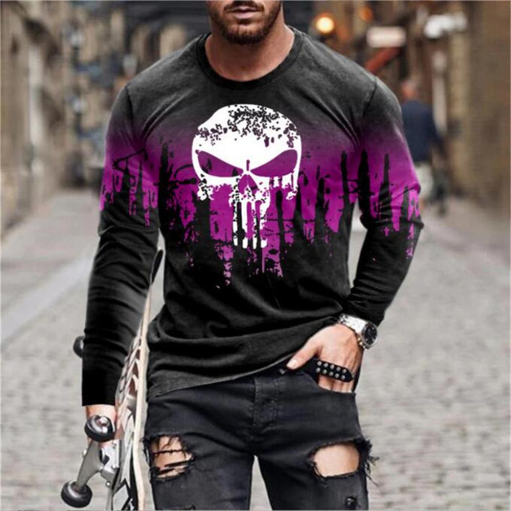 Męska koszulka z okrągłym dekoltem, z nadrukiem 3D w stylu retro graffiti, z długim rękawem, oddychający sweter, odzież codzienna, modny trend, lato