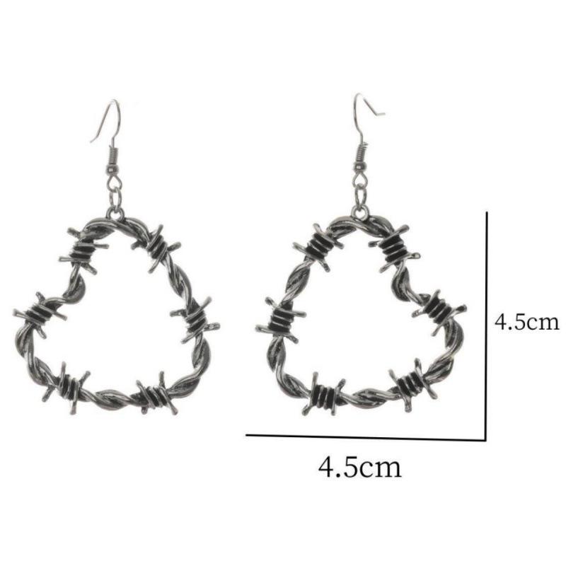 Gothic Heart Thorns Wire Mesh Earrings - Punk Hip Hop Retro Style for Halloween