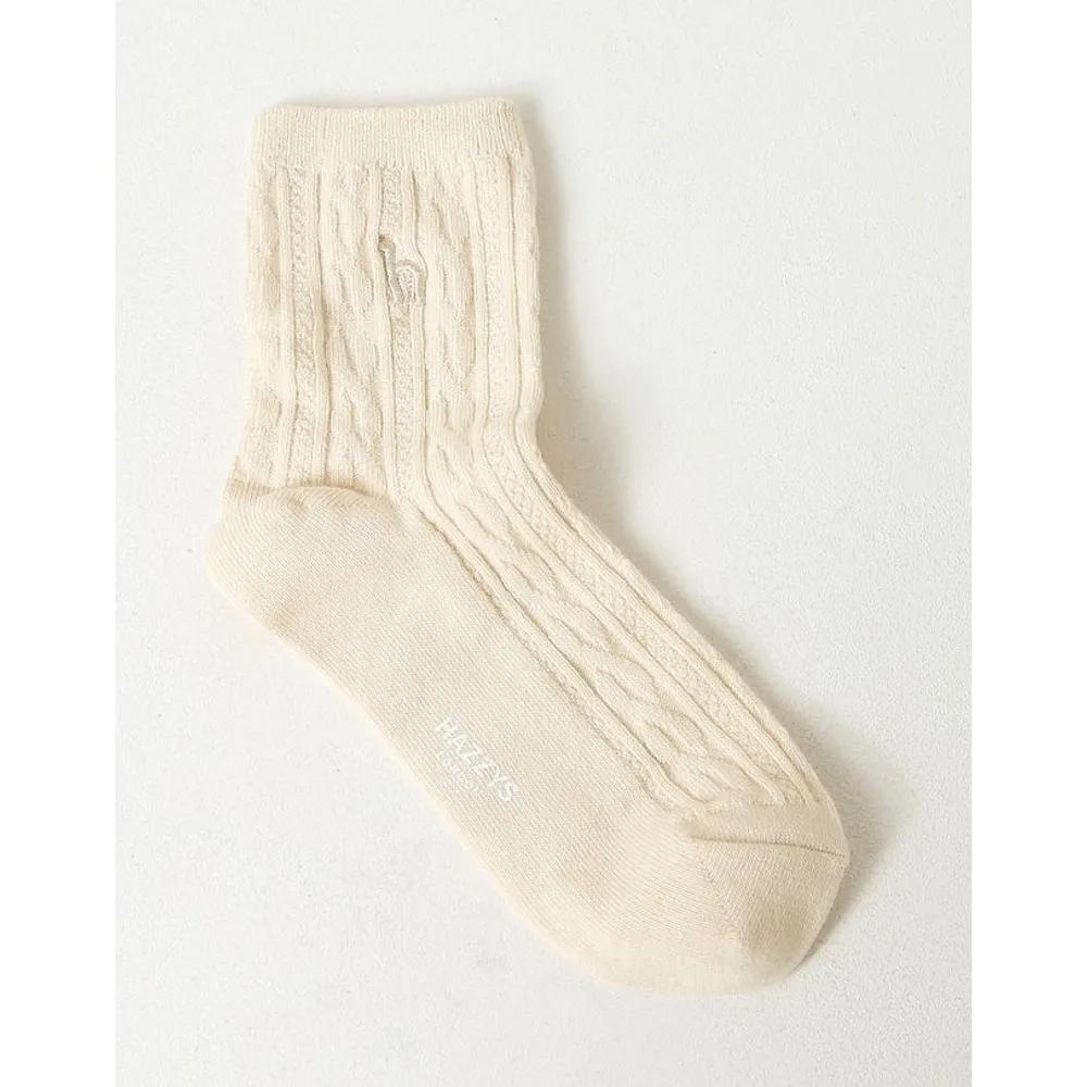 HISS6E223G2_Women's Gray Woven Pattern Cotton Blend Ankle Socks 3-Piece Set