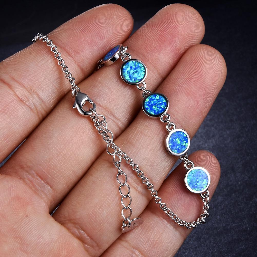 Blauw Ronde Opaal Verstelbare Armband Gepersonaliseerde Sieraden