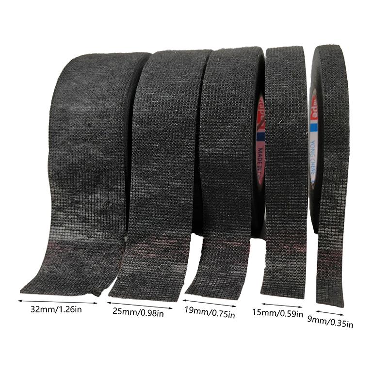 Fita adesiva Coroplast de pano resistente ao calor e retardante de chamas de 15 metros para proteção de chicote de cabos de carro