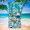 Starfish And Shell Pattern Microfiber Beach Towel - Quick Dry, Lightweight - Great For Travel, Yoga, Camping, Beach Blanket
